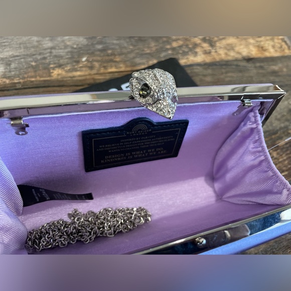 KURT GEIGER LONDON- Kensington Frame Clutch/Crossbody Satin Bag- NWT w/Dust Bag - Picture 2 of 13